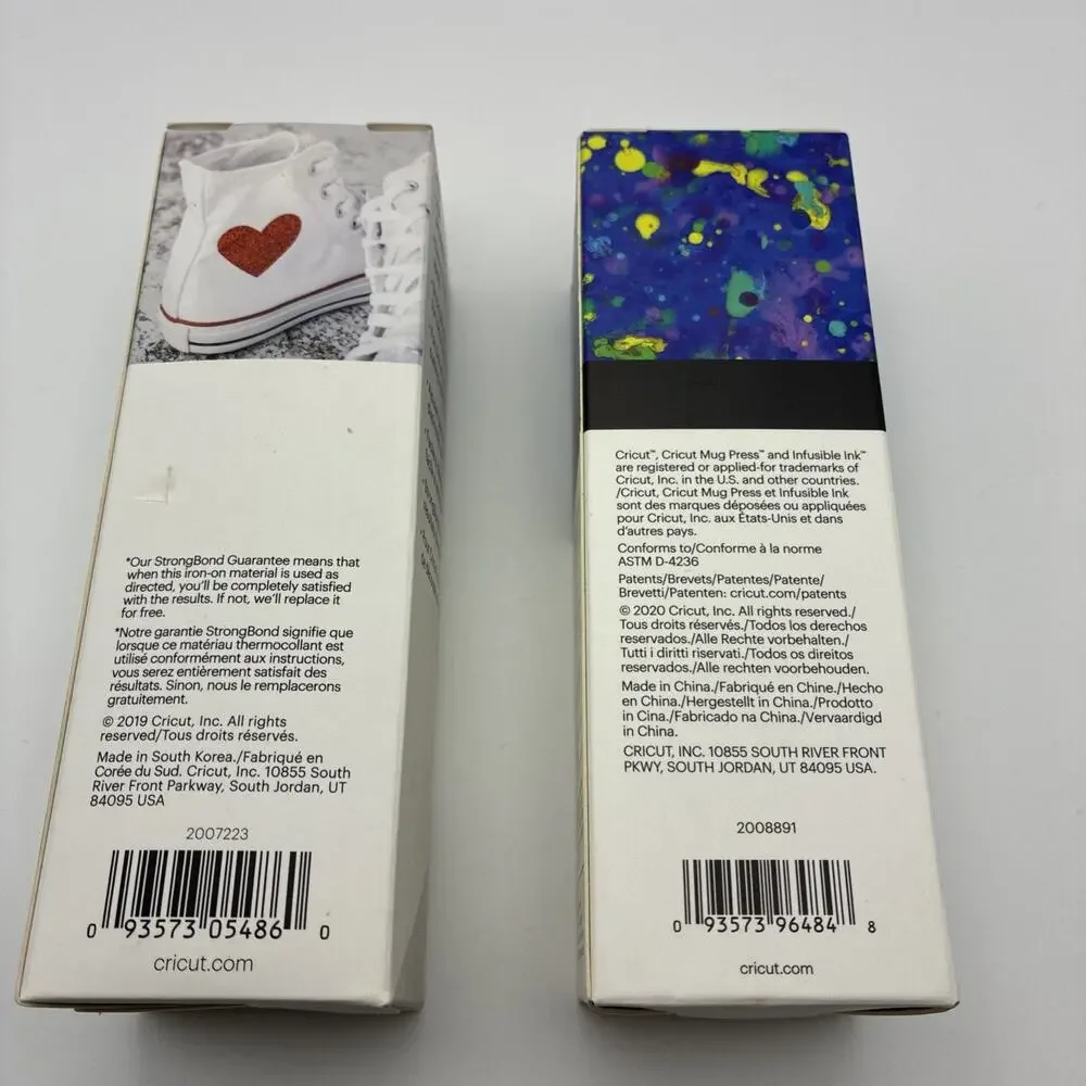 Cricut Infusable Ink/ Iron On sheets Blue Paint Splash/ White Glitter Lot Of 2